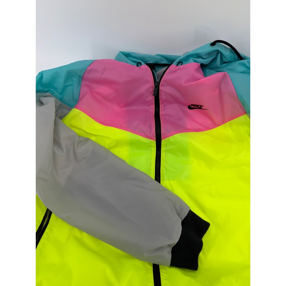 Nike Windrunner Jacket Mens XL Neon Yellow Pink Teal Colorblock Windbreaker